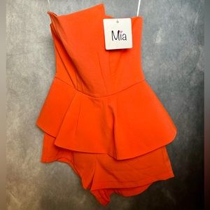 NWT MIA Orange Peplum Romper